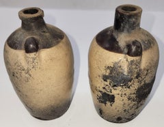 Pair of Vintage Small USA Pottery Stoneware Jugs Circa 1940s