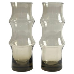 Pair of Vintage Smoked Glass Vases, Eastern Europe, 1960s