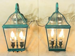 Pair of vintage Solid Brass Lanterns- 14” H x 7”W x 10”D