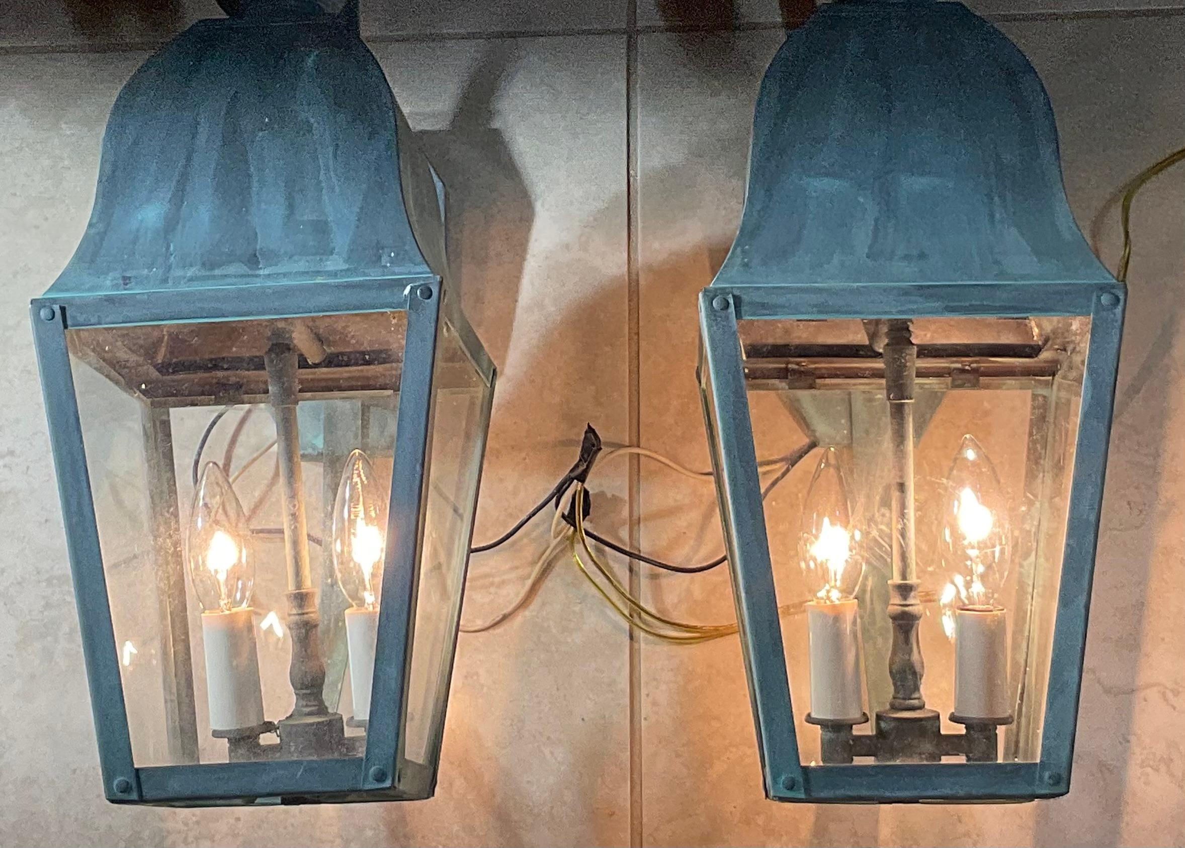Pair Of Vintage Solid Brass Lanterns For Sale 5