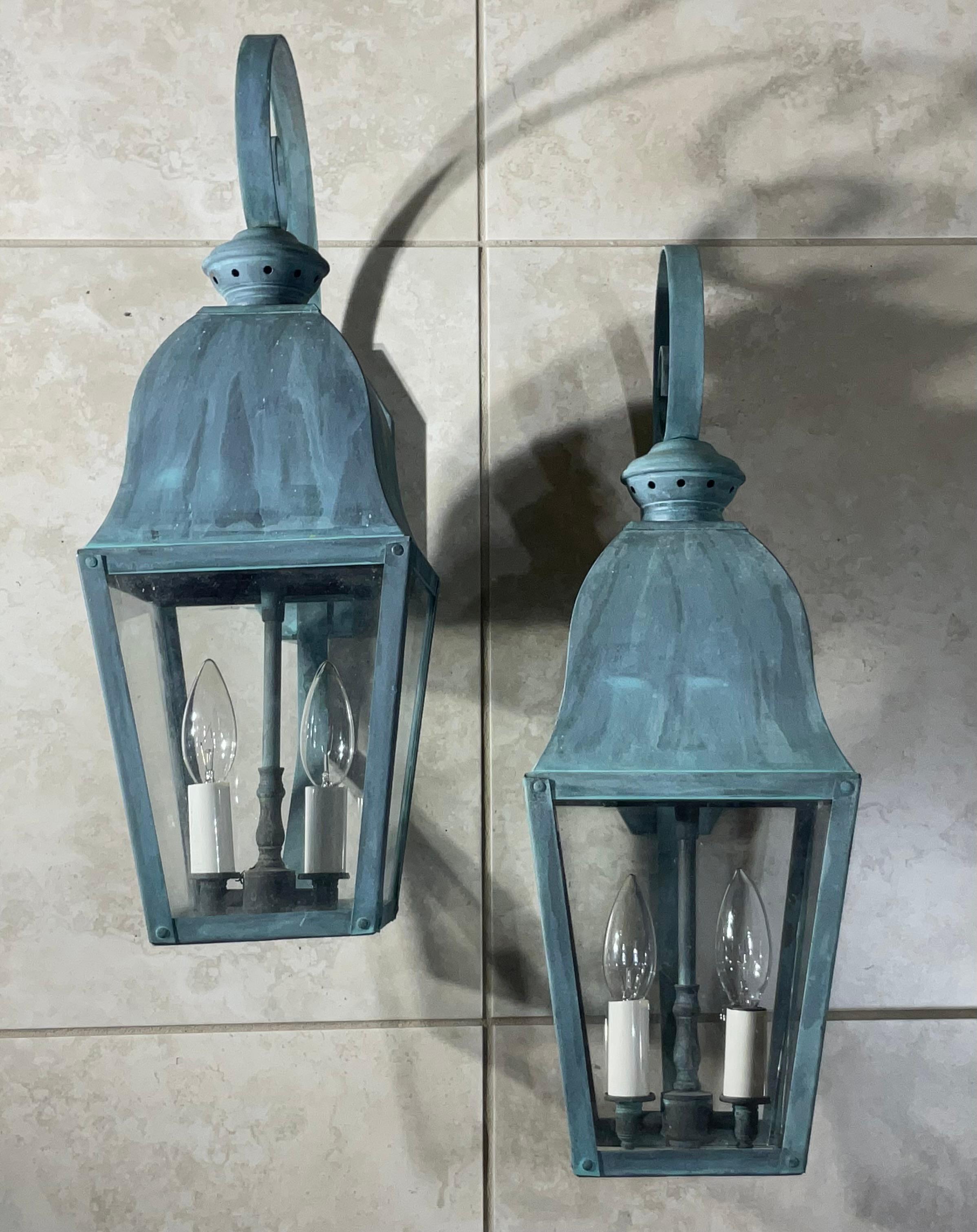 Pair Of Vintage Solid Brass Lanterns For Sale 3