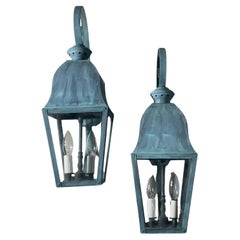 Pair Of Vintage Solid Brass Lanterns