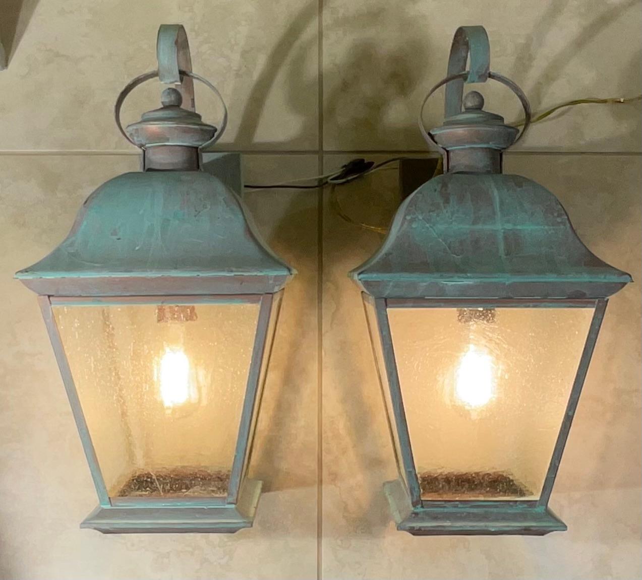 American Pair of vintage Solid Brass Lanterns - Timeless Elegance for Your Home For Sale