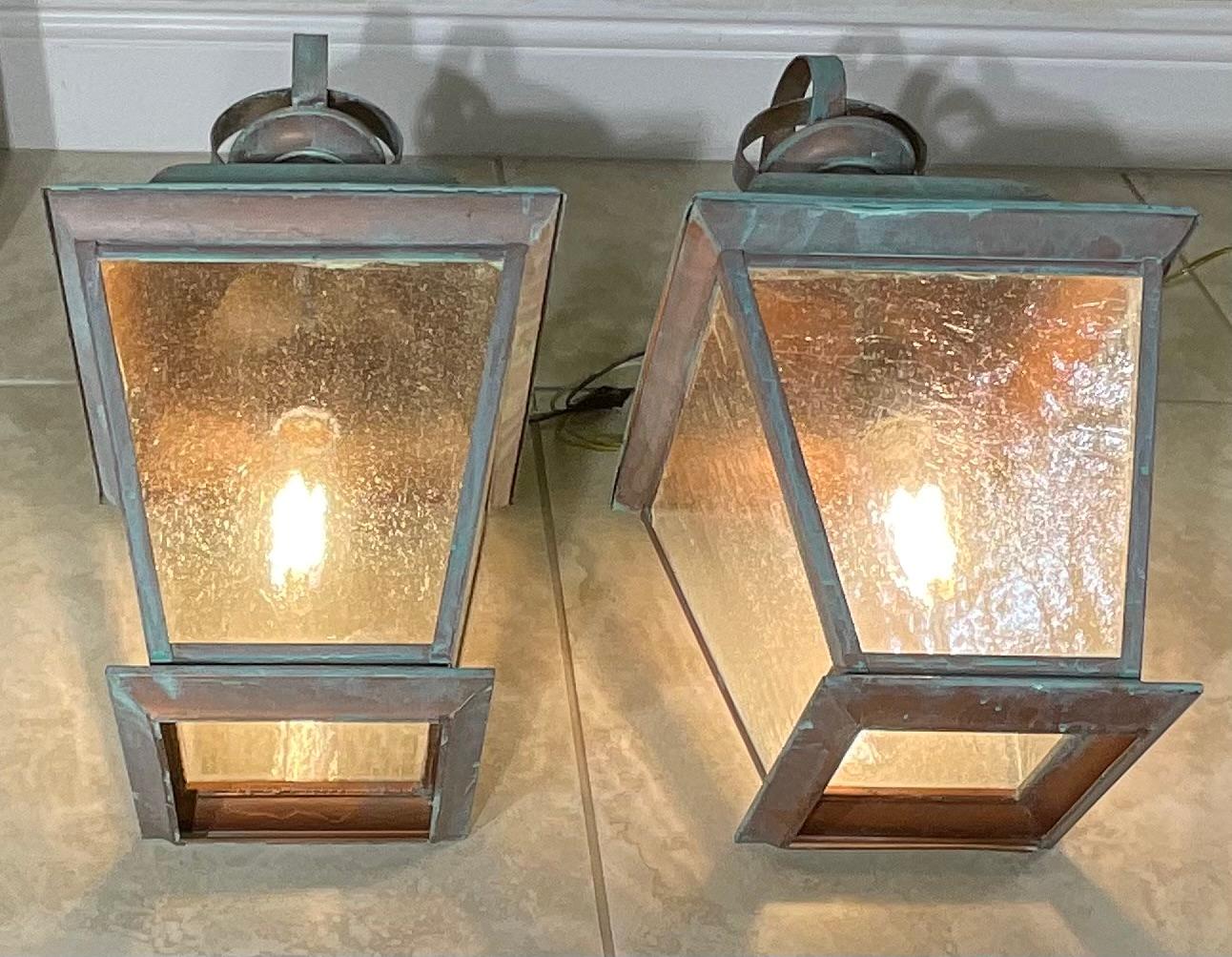 Hand-Crafted Pair of vintage Solid Brass Lanterns - Timeless Elegance for Your Home For Sale
