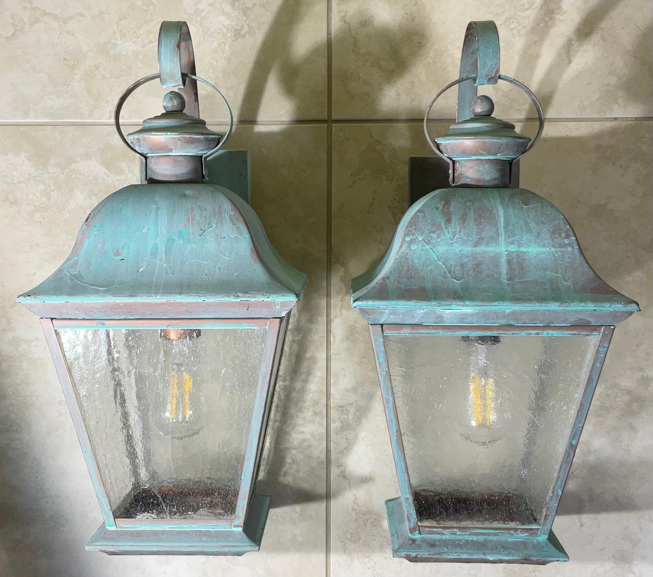 20th Century Pair of vintage Solid Brass Lanterns - Timeless Elegance for Your Home For Sale