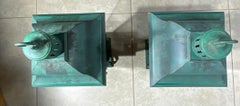 Pair of Vintage Solid Brass Post Lanterns. 27”H x 8”.5 x 8”.5