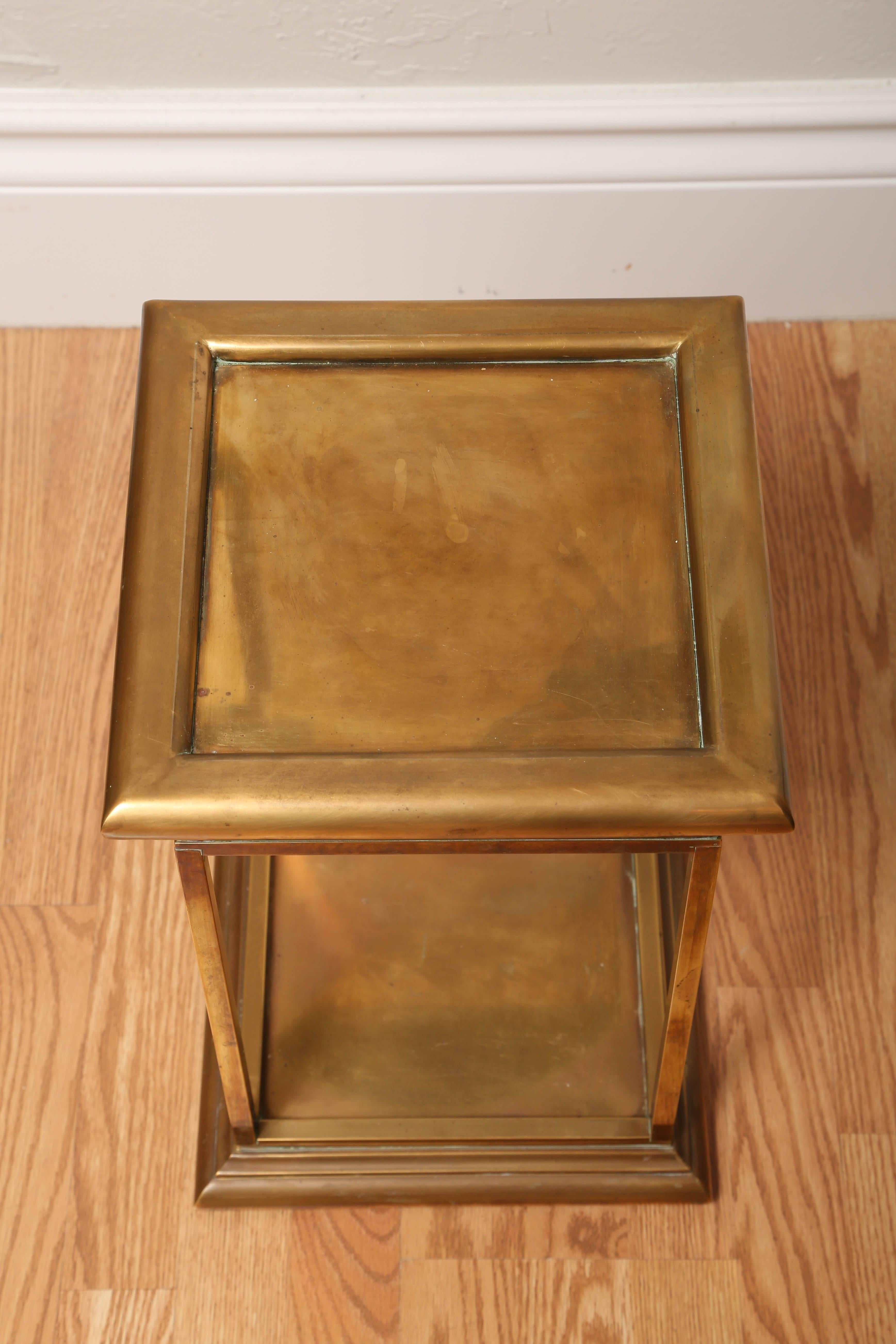 American Pair of Vintage Solid Brass Side Tables by Chapman