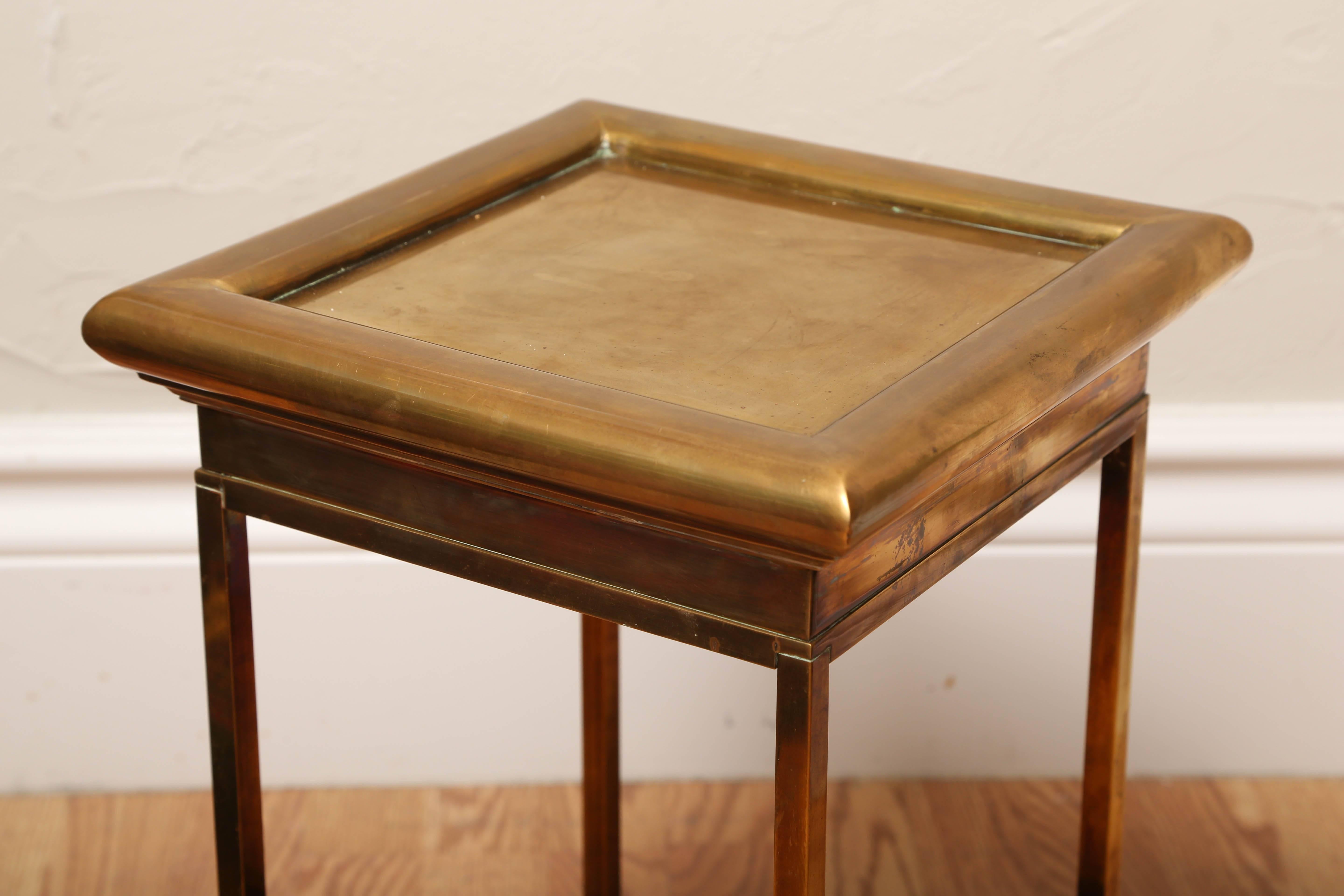 Pair of Vintage Solid Brass Side Tables by Chapman In Good Condition In West Palm Beach, FL