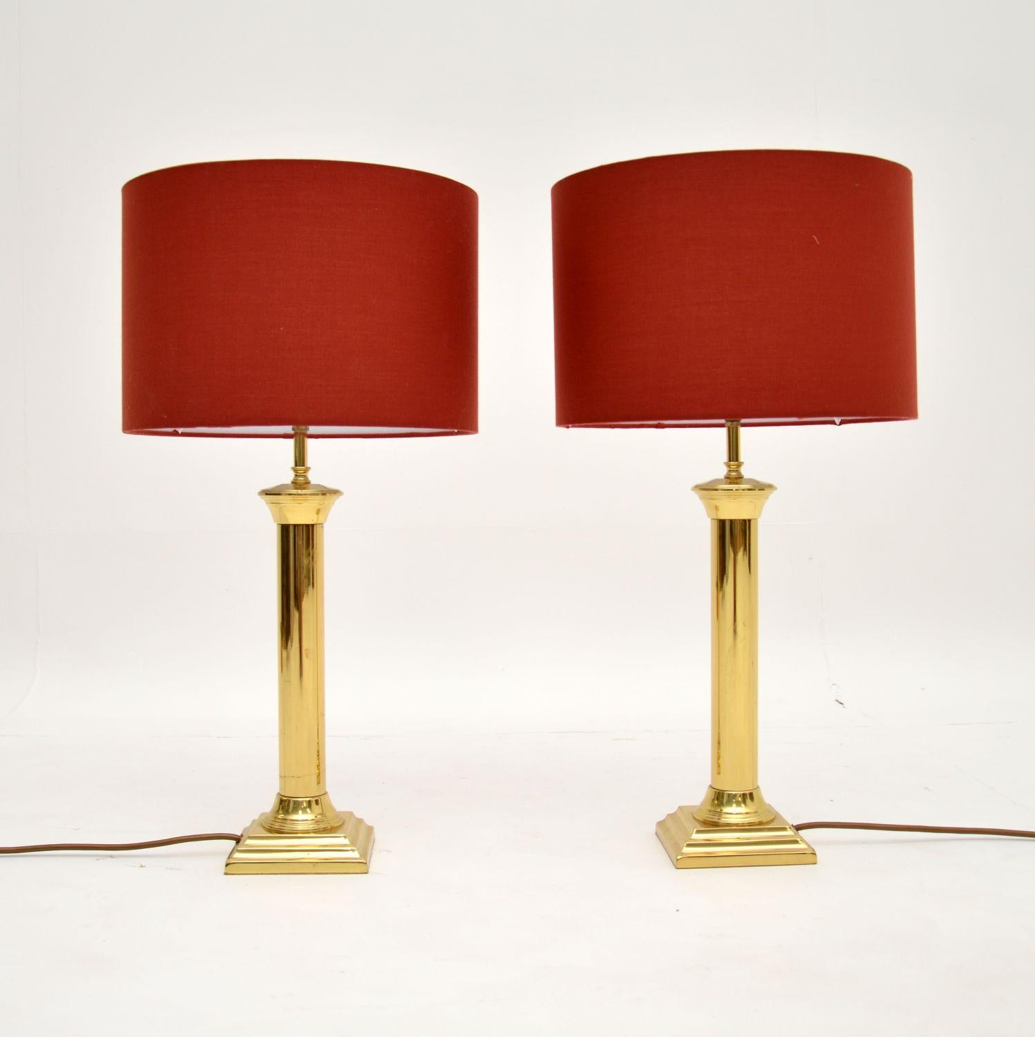 A beautiful pair of vintage brass table lamps. These were made in England, they date from around the 1970’s.

The quality is fantastic, they are really well made and are a good size.

They are in excellent condition for their age, with only some