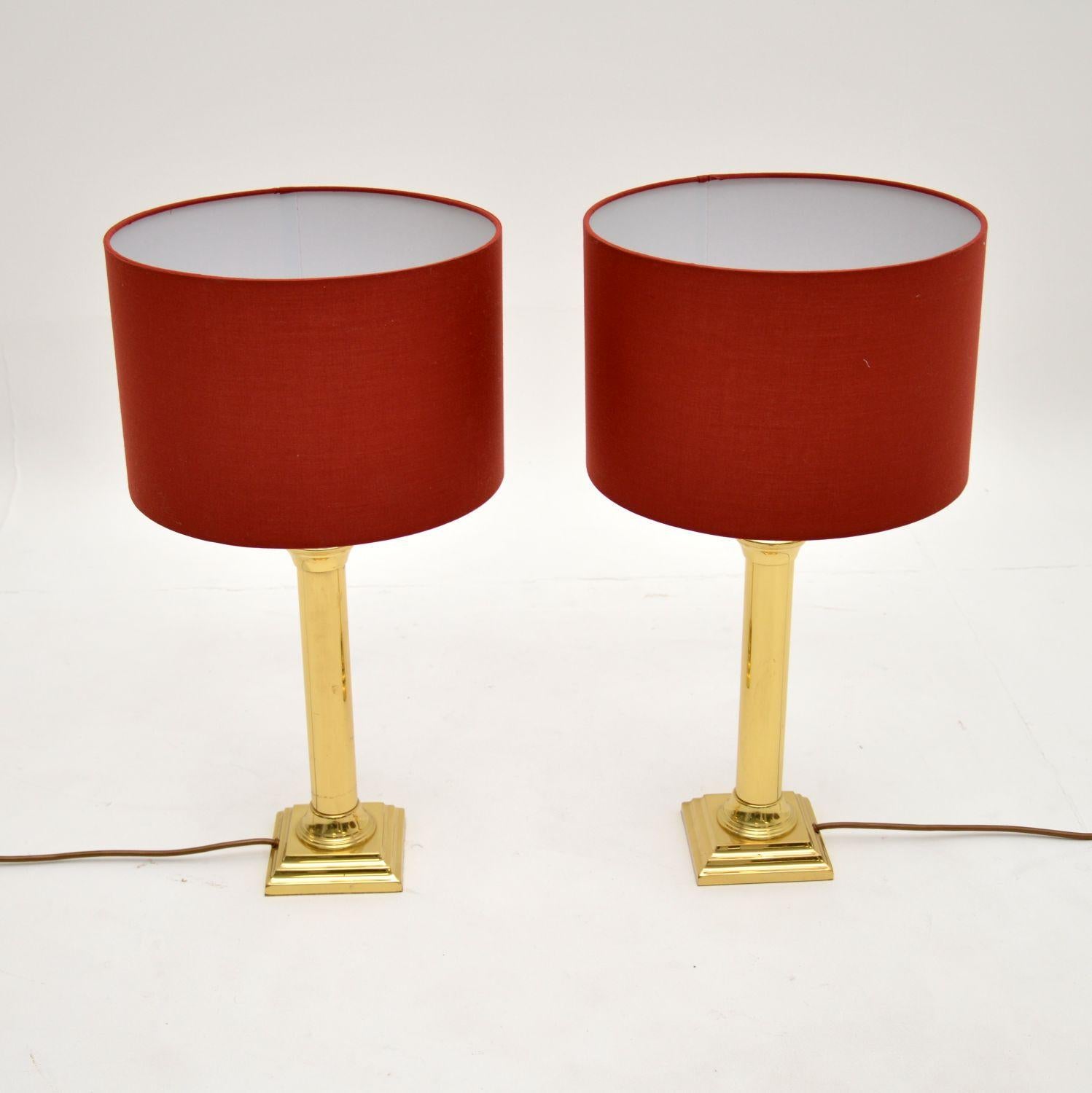 Mid-Century Modern Pair of Vintage Solid Brass Table Lamps