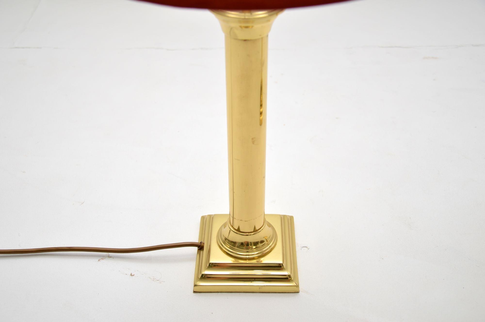 English Pair of Vintage Solid Brass Table Lamps
