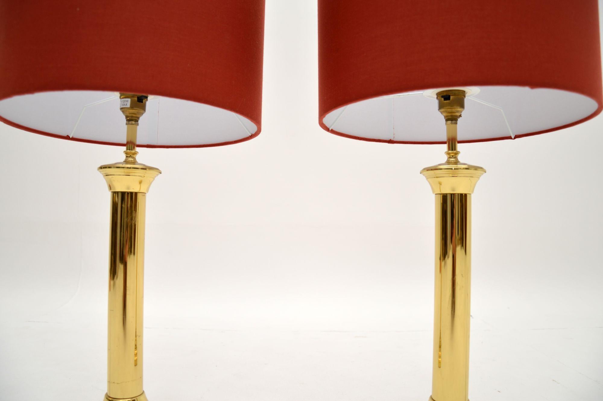 20th Century Pair of Vintage Solid Brass Table Lamps