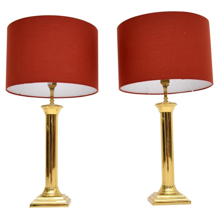 Pair of Vintage Solid Brass Table Lamps at 1stDibs