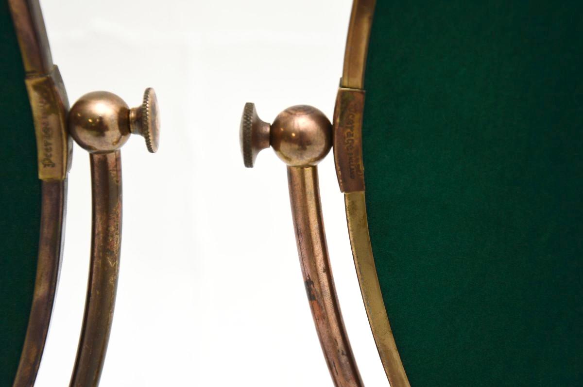 Paire de miroirs de courtoisie vintage en laiton massif par Peerage Bon état - En vente à London, GB