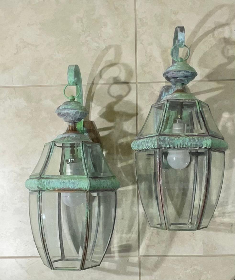 Pair of Vintage Solid Brass Wall Lantern 5