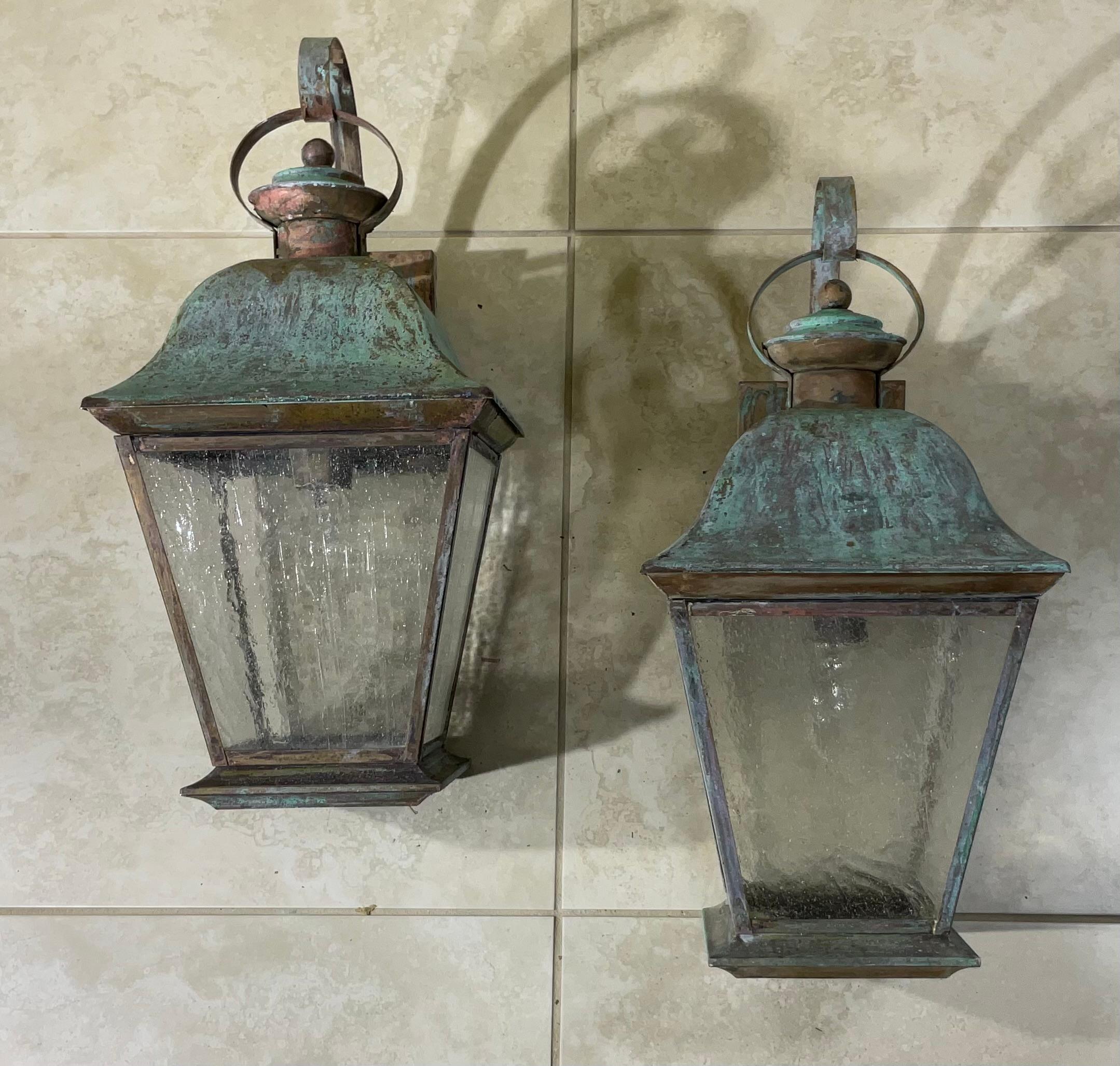 Pair of Vintage Solid Brass Wall Lantern 5