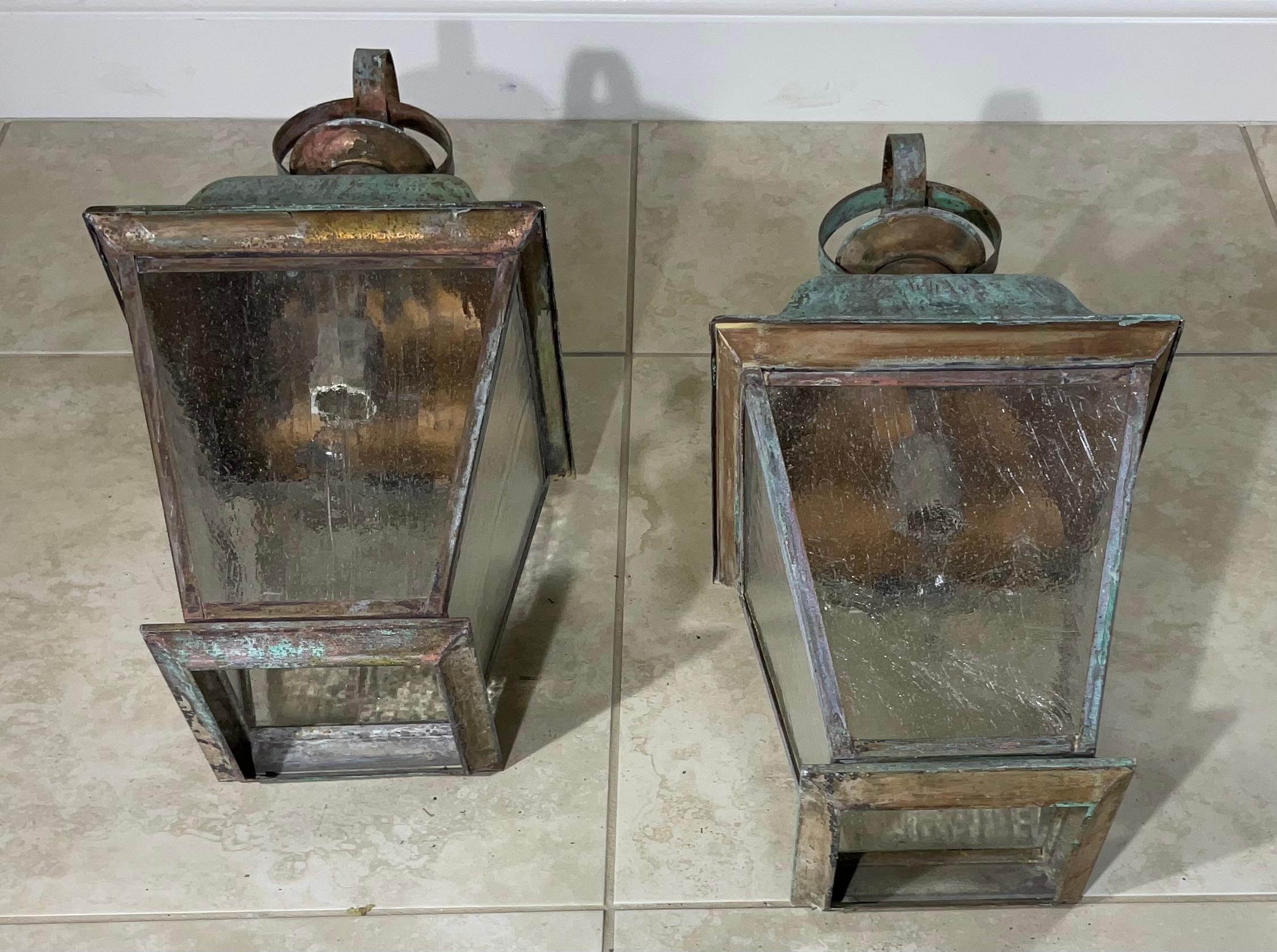 Pair of Vintage Solid Brass Wall Lantern 6