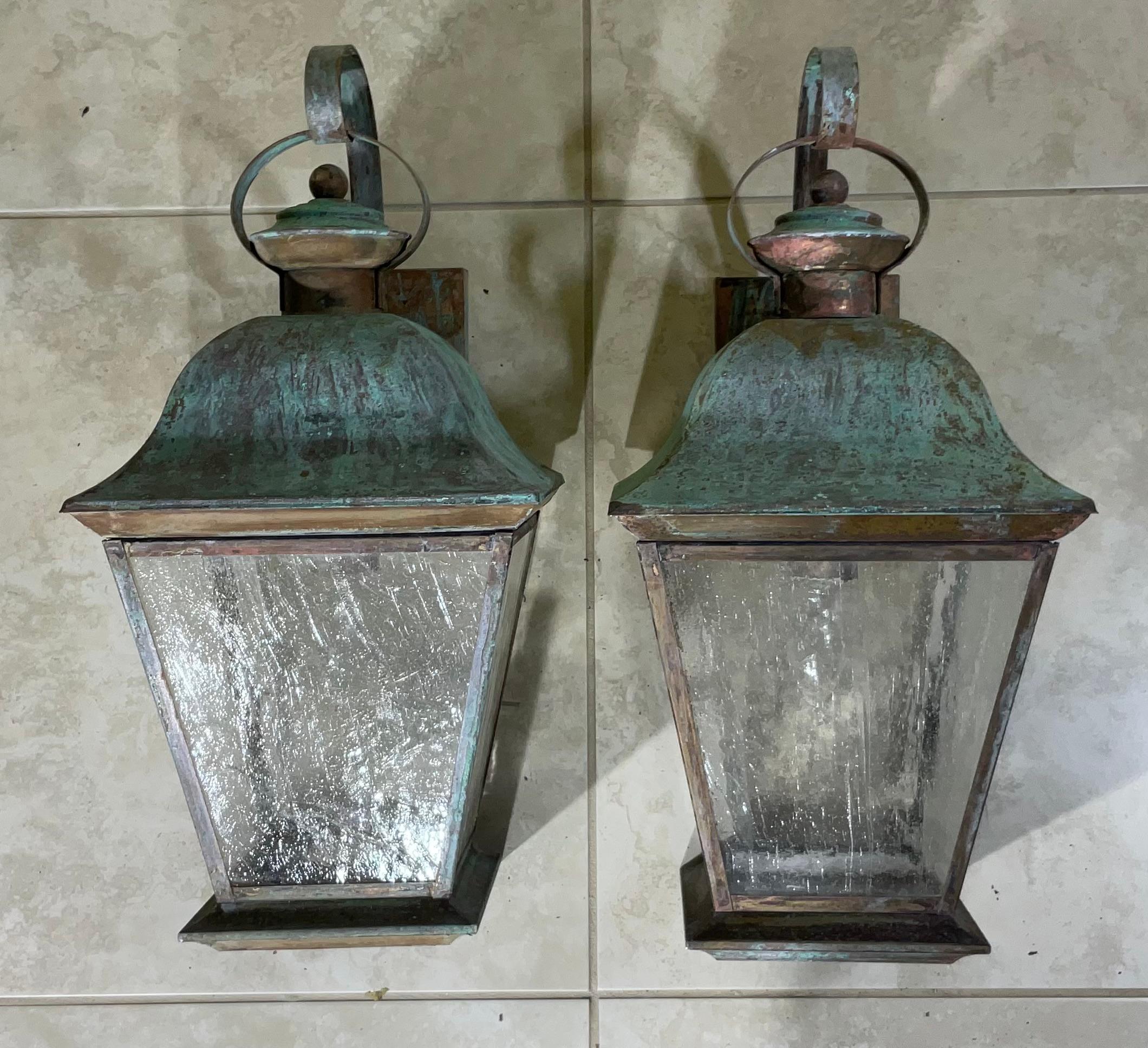 Pair of Vintage Solid Brass Wall Lantern 7