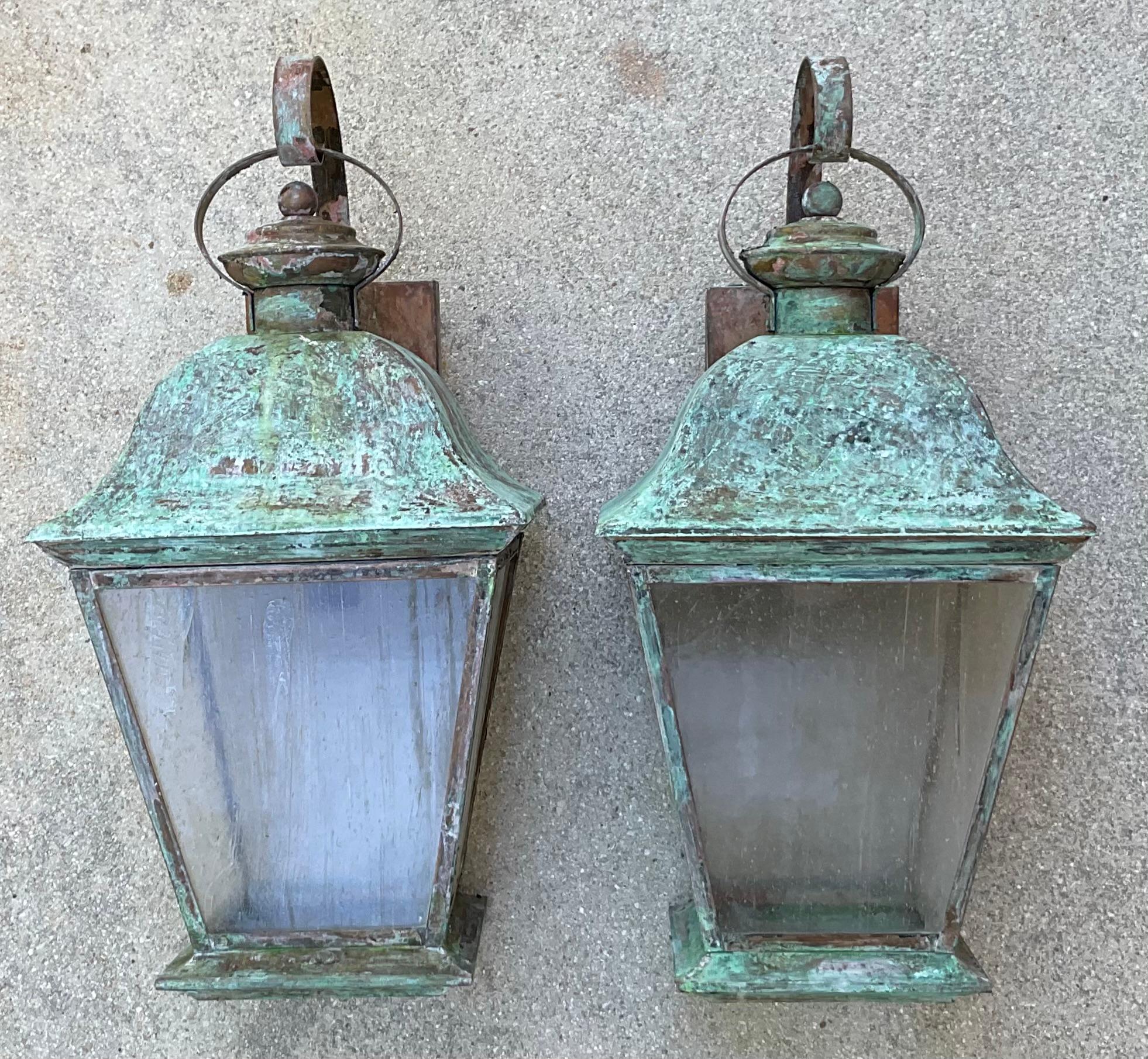 Pair of Vintage Solid Brass Wall Lantern 3