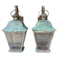 Pair of Vintage Solid Brass Wall Lantern