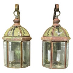 Pair of Vintage Solid Brass Wall Lantern