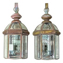 Pair of Vintage Solid Brass Wall Lantern
