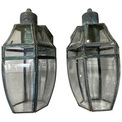 Pair of Vintage Solid Brass Wall Lantern