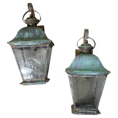 Pair of Vintage Solid Brass Wall Lantern