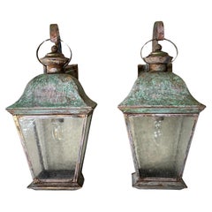 Pair of Vintage Solid Brass Wall Lantern