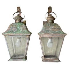 Pair of Vintage Solid Brass Wall Lantern