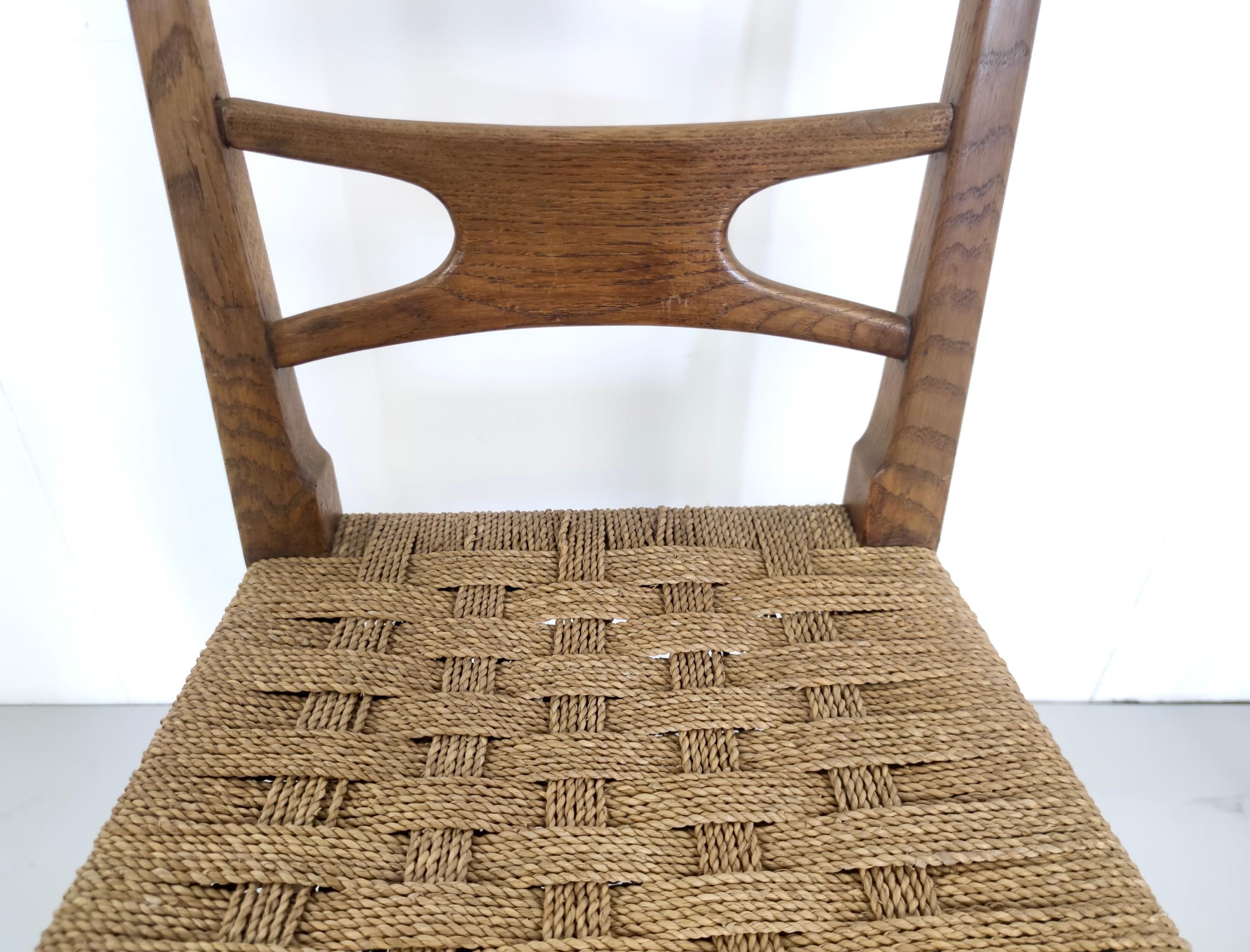 Pair of Vintage Solid Durmast and Rattan Chairs, Italy For Sale 3