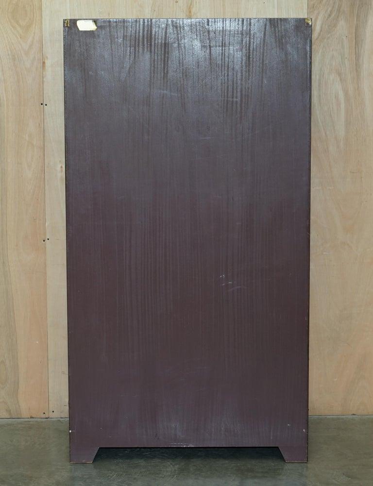 Pair of Vintage Solid Hardwood & Brass Military Campaign Wardrobes with Drawers For Sale 11