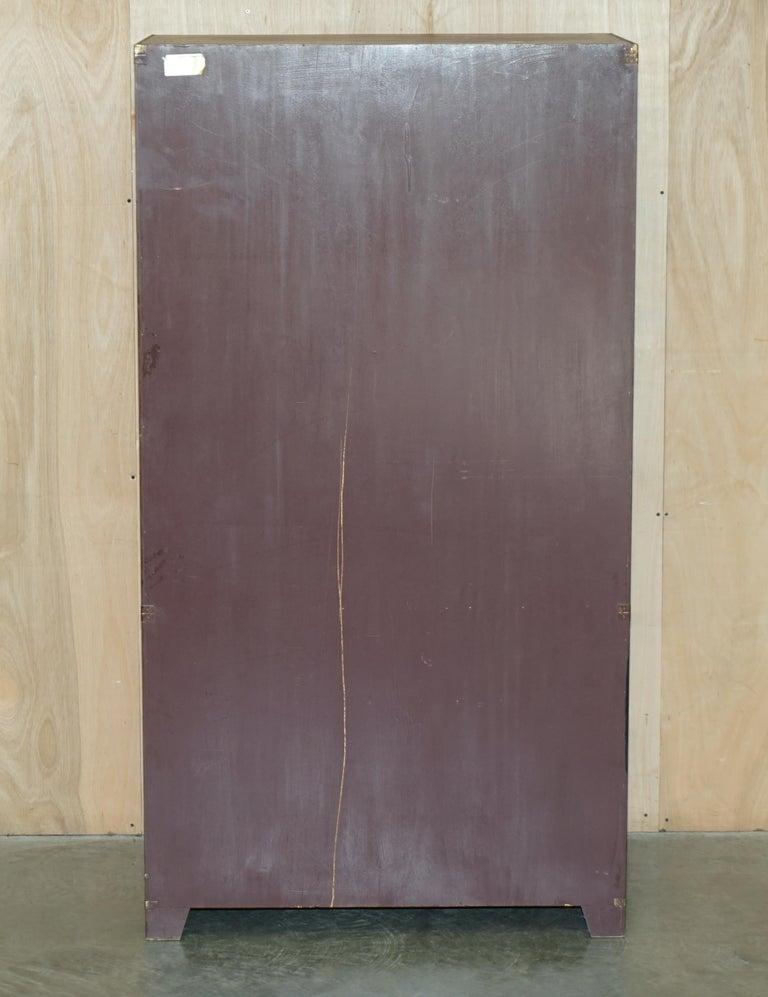 Pair of Vintage Solid Hardwood & Brass Military Campaign Wardrobes with Drawers For Sale 3