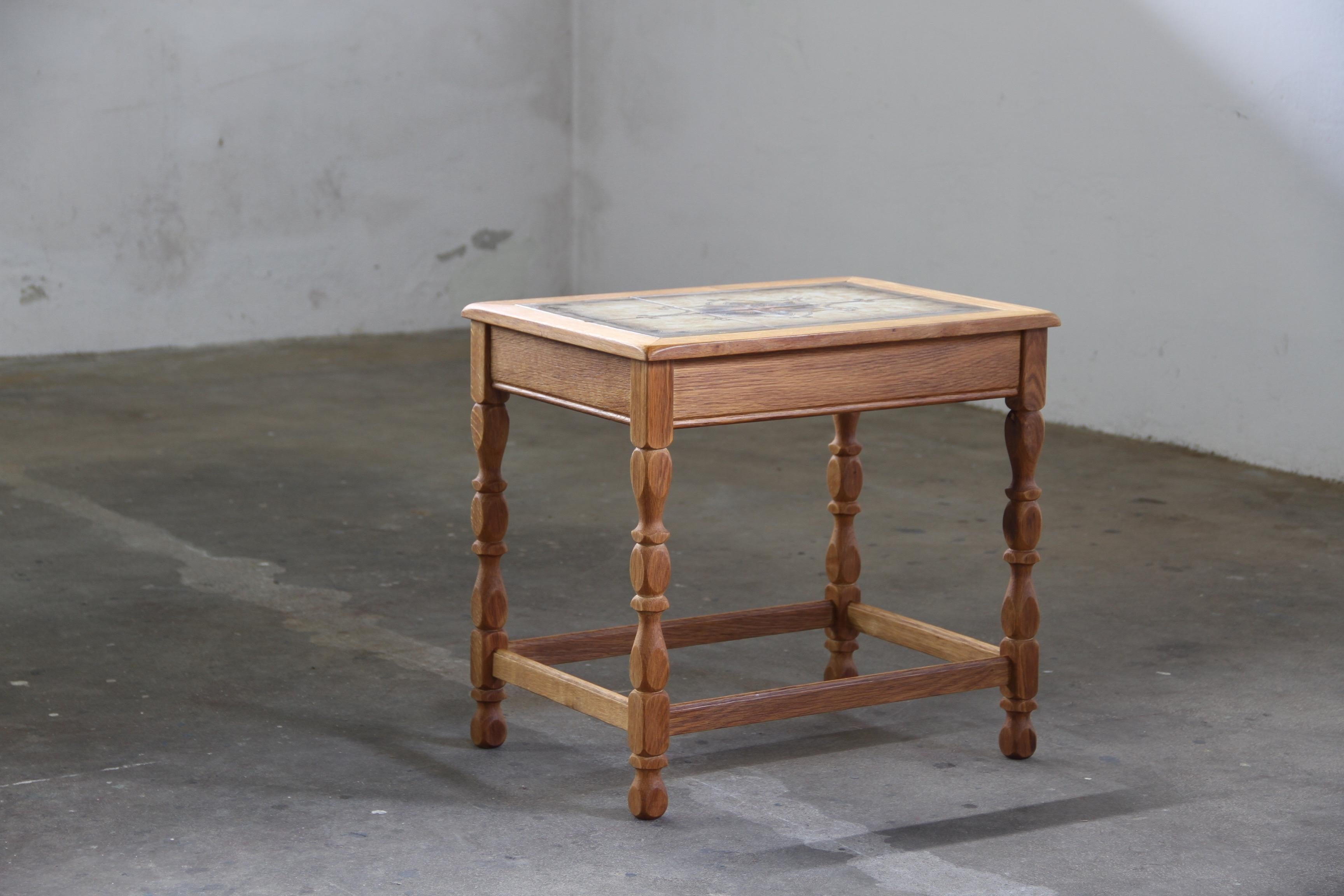 Pair of Vintage Solid Oak Brutalist Danish Side Tables, H. Kjærnulf ...