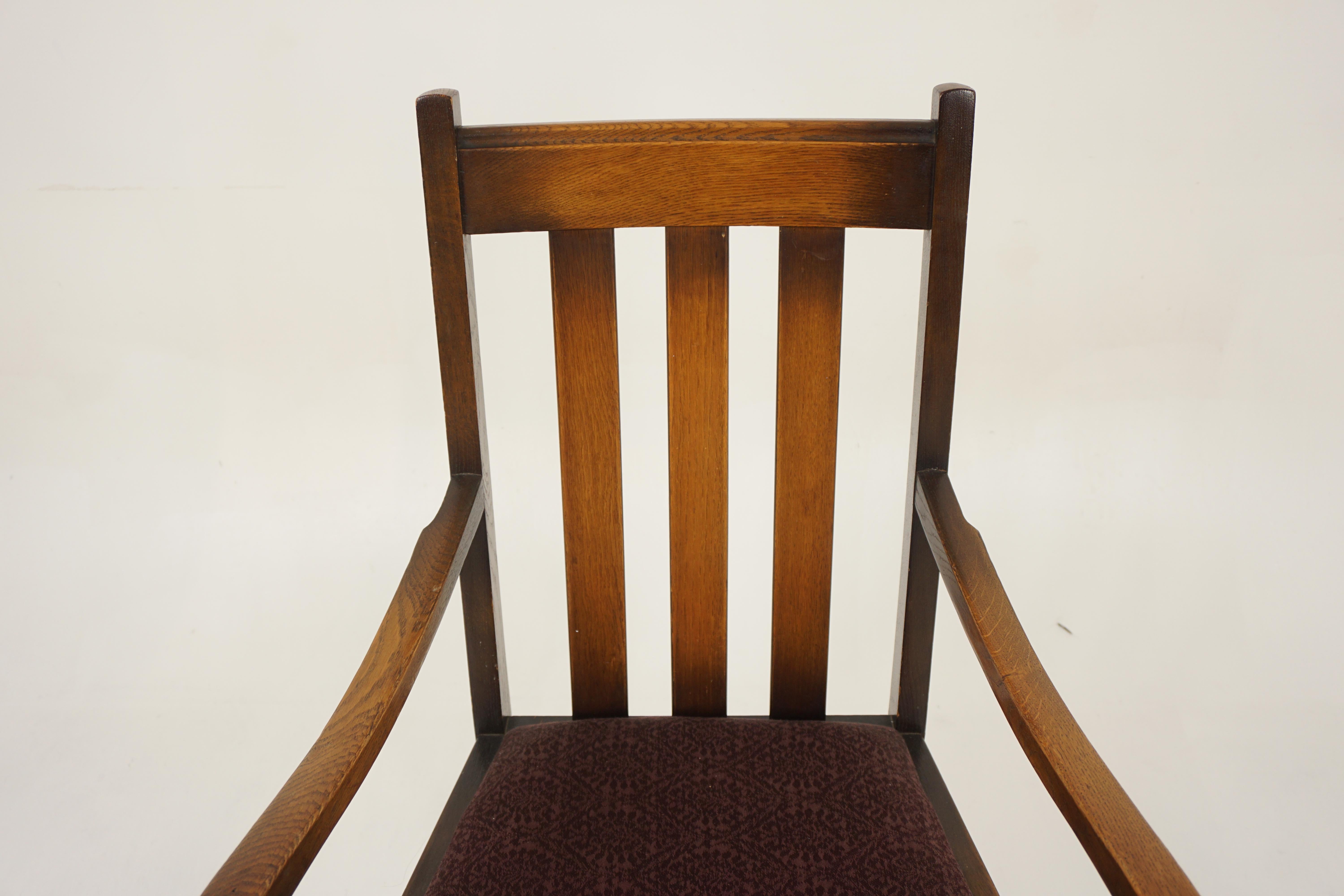 Pair Of Vintage Solid Oak High Back Chairs, Lift Out Seats, Scotland 1920, H1202 In Good Condition For Sale In Vancouver, BC