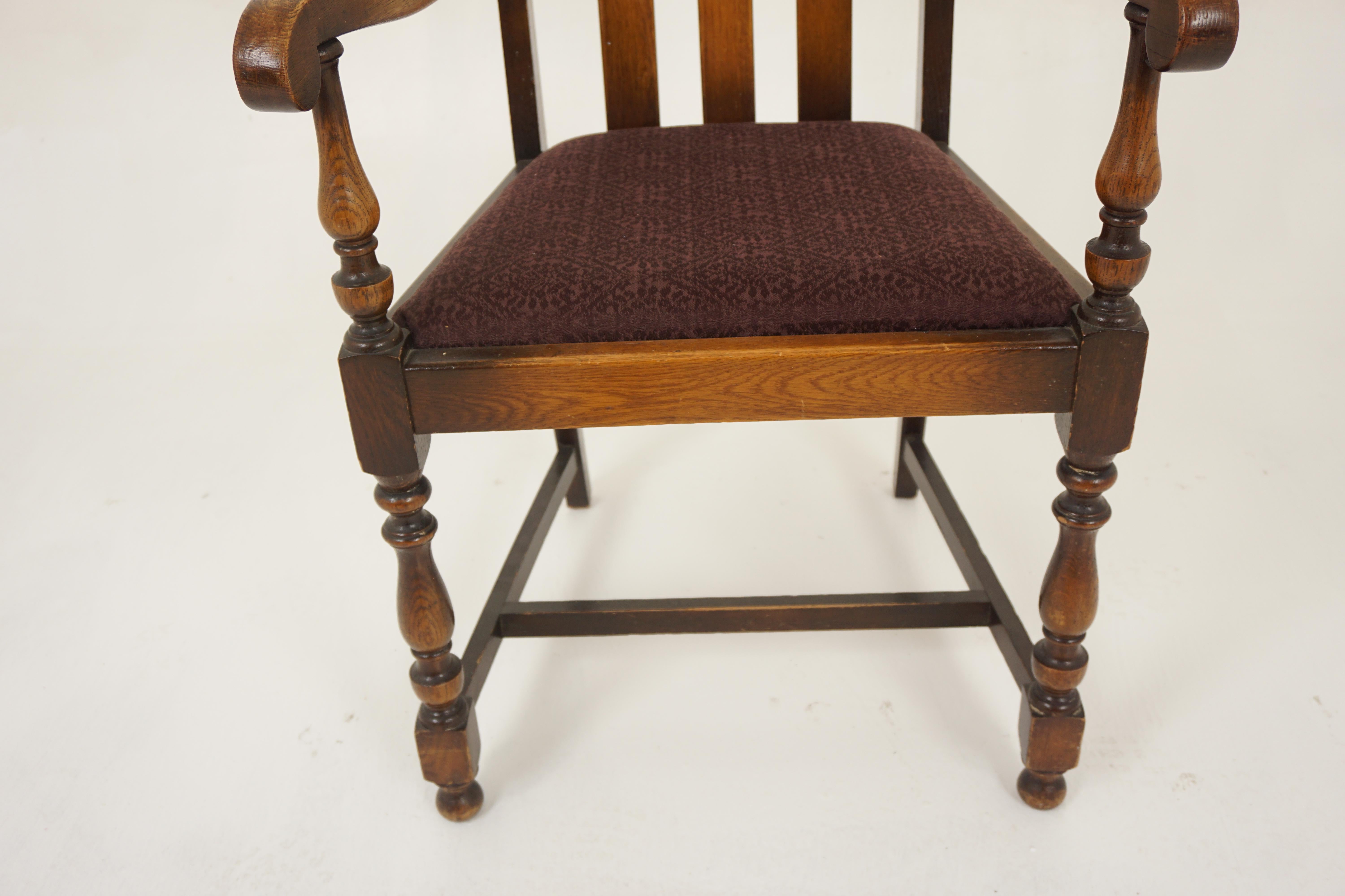 Pair Of Vintage Solid Oak High Back Chairs, Lift Out Seats, Scotland 1920, H1202 For Sale 1