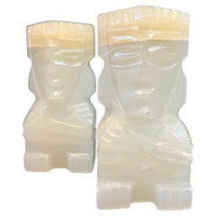 Pair of Vintage Solid Onyx Aztecs Mexican Bookends
