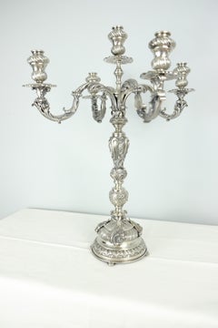 Pair of Vintage Solid Sterling Silver Handmade Baroque Candelabra Made in Italy