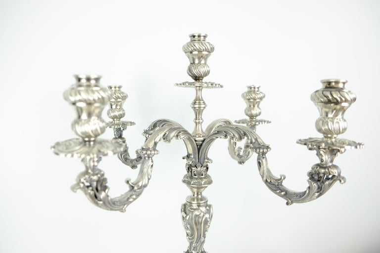 Pair of Vintage Solid Sterling Silver Handmade Baroque Candelabra Made