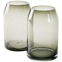 Pair of Vintage Sommerso Smoked Glass Vases