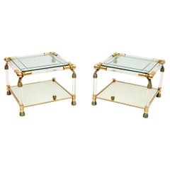 Pair of Vintage Spanish Acrylic and Glass Side Tables by Curvasa