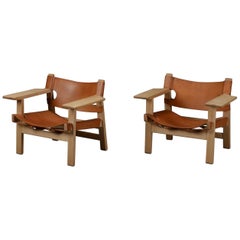 Paire de vieilles "chaises espagnoles" de Børge Mogensen pour Fredericia:: Danemark