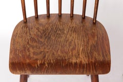 Pair of Vintage Spindle Back Chairs – 1970s Beech Wood, Restored Rustic Seating