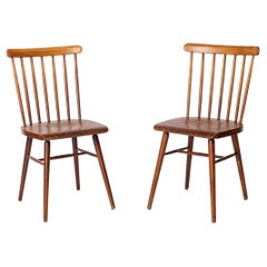 Pareja de sillas vintage con respaldo de huso - Madera de haya de los años 70, asientos rústicos restaurados