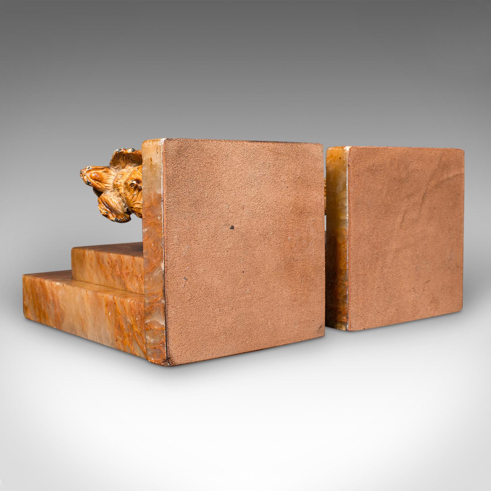 Pair Of Vintage Springer Spaniel Bookends, English, Marble, Book Rest, Art Deco For Sale 5