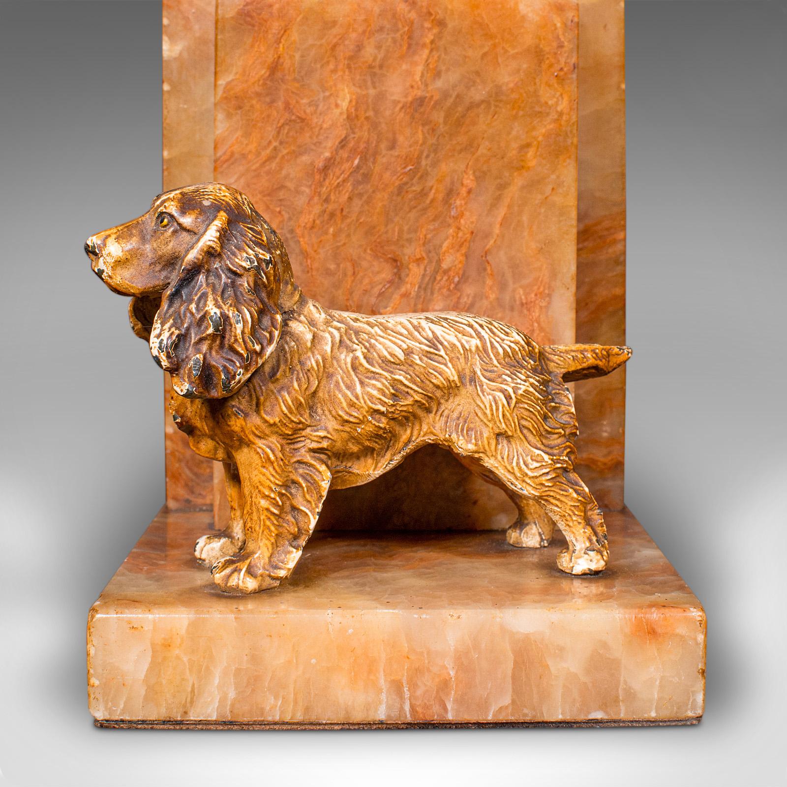 Pair Of Vintage Springer Spaniel Bookends, English, Marble, Book Rest, Art Deco For Sale 1