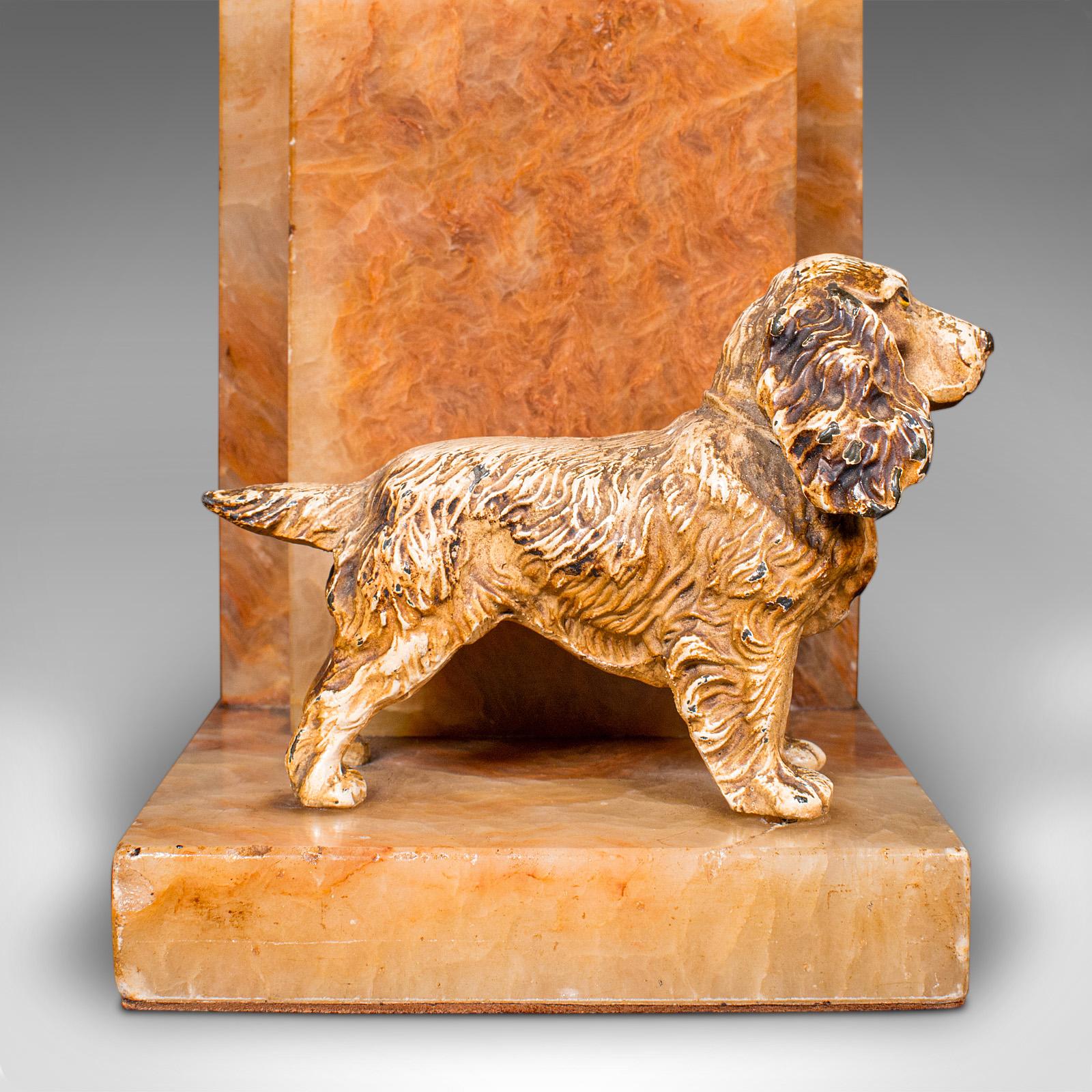 Pair Of Vintage Springer Spaniel Bookends, English, Marble, Book Rest, Art Deco For Sale 2