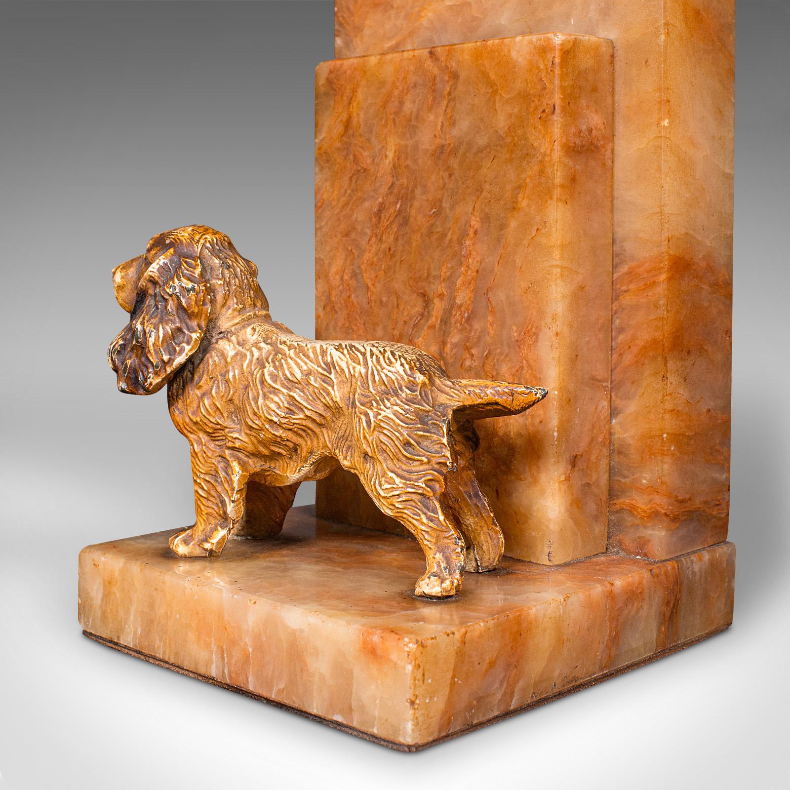 Pair Of Vintage Springer Spaniel Bookends, English, Marble, Book Rest, Art Deco For Sale 4