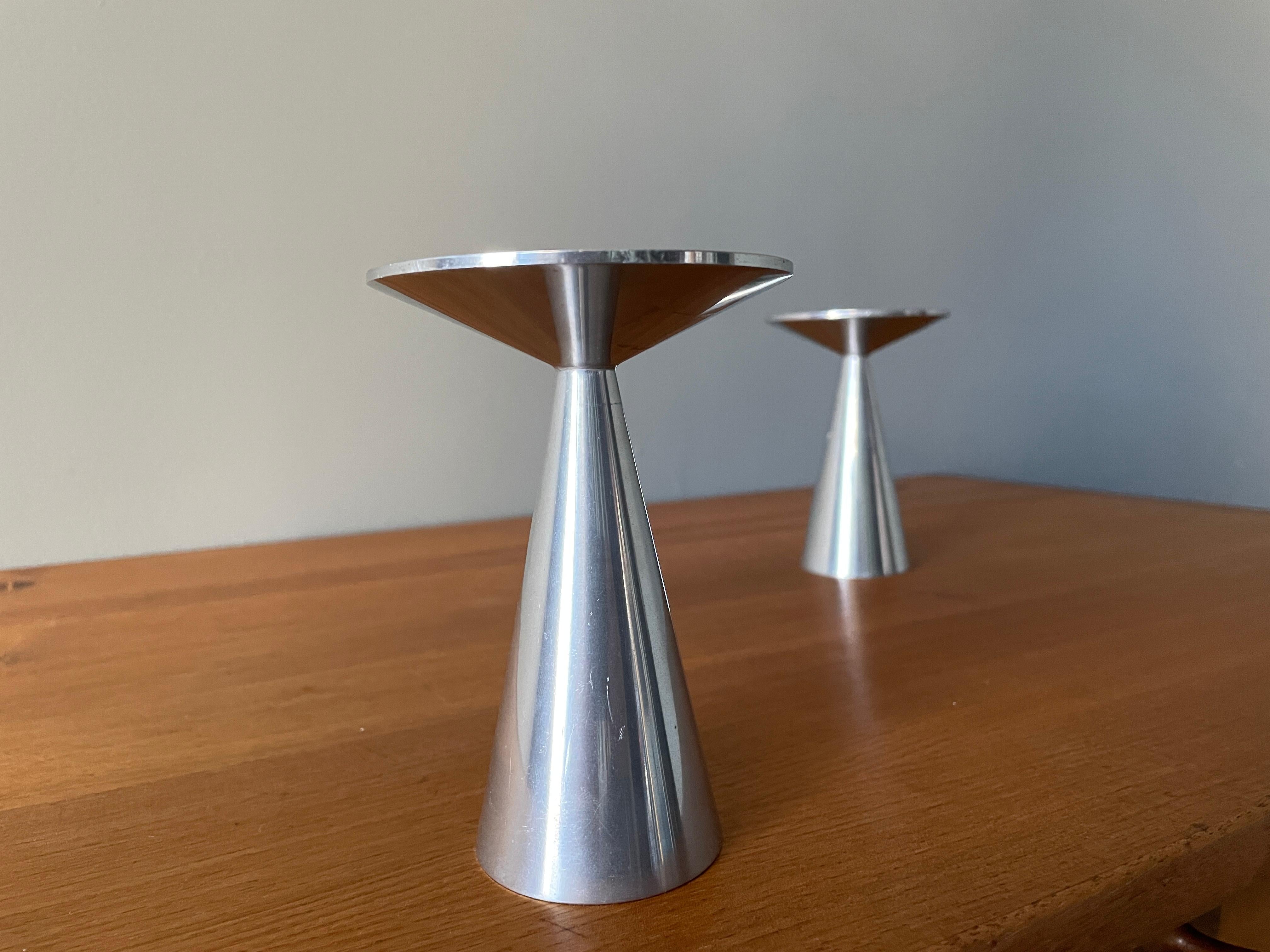 Pair of Vintage Spun Aluminum Candle Holders 5