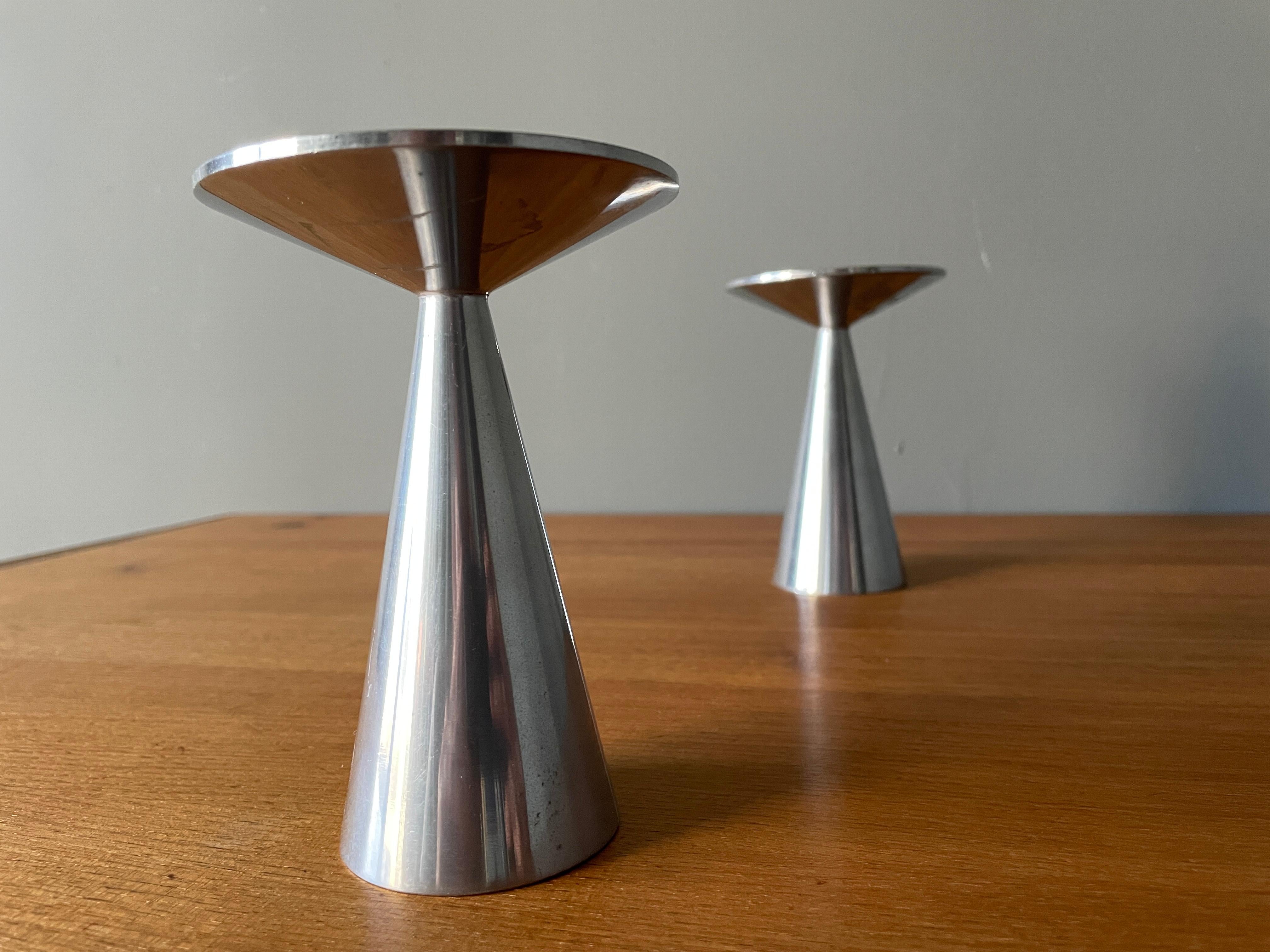 Pair of Vintage Spun Aluminum Candle Holders 2